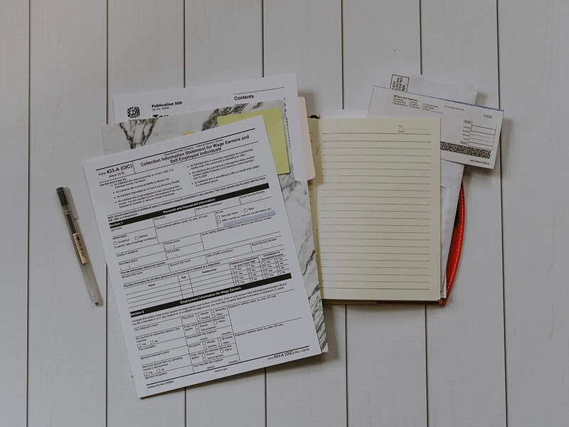 Documents on a table